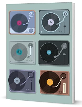Coach House Partners Turntables Softcover Notebook, Retro Music & DJ Note Book, A5, 120 Pages Lined, Multicoloured