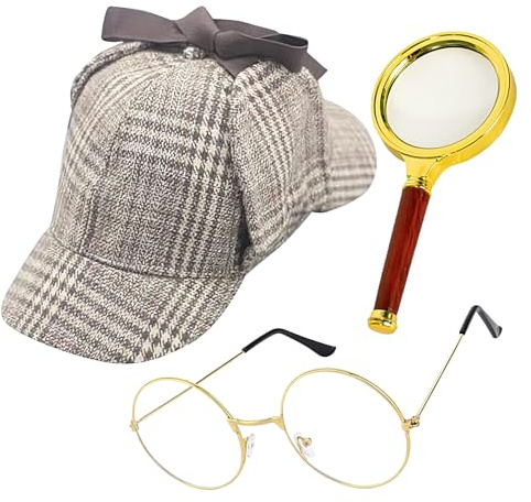 shjxi Ensemble de costumes de détective – Accessoires de jeu de rôle d'Halloween, design vintage classique, accessoires robustes et légers pour, kit d'habillage cosplay haut de gamme, costume de fêt