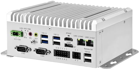 Glovary Fanless Mini PC i5 1235U (10C12T, up to 4.4GHz), 2 x i210AT Gigabit LAN, Linux Industrial Computer Din Rail, Barebone, 2 x RS232 COM, 8 Pin GPIO, USB3.2, 9-36V Auto Power on