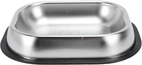 HEEPDD Plat de Nourriture pour Chien en Acier Inoxydable, Bol Rectangulaire pour Animaux de Compagnie avec Fond Antidérapant pour Chats et Chiens Nourrissant Une Grande capacité (S)