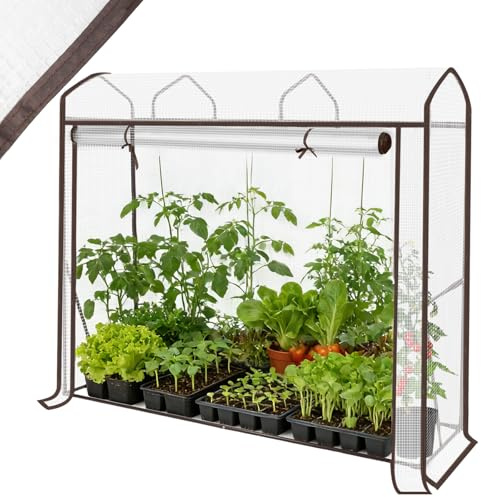 Sekey Dachdesign Gewächshaus Tomatengewächshaus 180x150x50 cm, Gewächshaus Folie Tomatenhaus Balkon Garten, Dachschräge Tomaten Foliengewächshaus Stabil Winterfest
