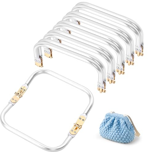 6Pcs Purse Clasp Frame,Clutch Bag Clasp Frame Metal Purse Frames Rectangle Lock Frames Hardware Replacement Aluminum for DIY Purses Handle Bag Making Sewing Craft Carpet(16cm)