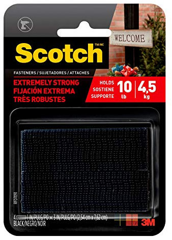 Scotch(R) Heavy-Duty Fasteners, 2 Sets of 1 x 3 Inches, Strips,Black (RFD7091)
