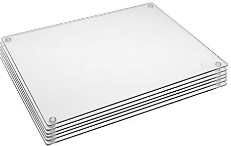 Harbour Housewares Glass Placemats - 40x30cm - Clear - Pack of 6 - Dining Table Place Mats Glass Plate Tabletop Protector for Kitchen Dinner, Worktops