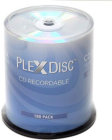 PlexDisc CD-R 700MB 52X - Disco grabable (parte superior de plata brillante, 100 unidades, 631-105-BX