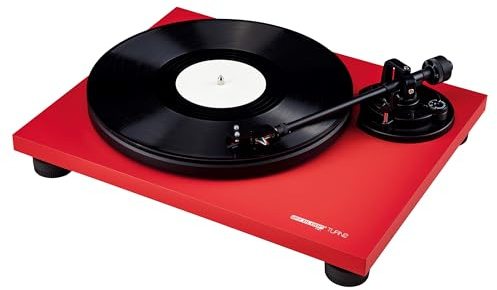 Reloop Turn 2 – Riemenangetriebener analoger HiFi Plattenspieler (33/45 RPM) mit geradem Tonarm, Ortofon OM10 Tonabnehmersystem, druckgegossener Aluminium-Plattenteller