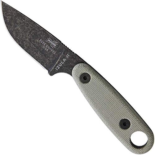 ESEE Knives Izula-II Fixed Blade Knife, w/Micarta Handle, Molded Sheath, & Clip Plate (Black Oxide)