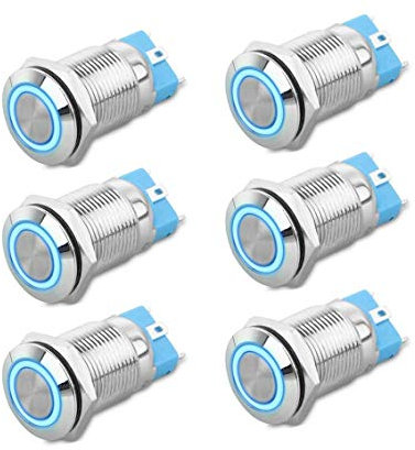 Thlevel 6 Stücke DC 12V bis 24V Metall Latching Druckschalter 4 Pin Auto RV LKW Boot SPDT Schalter Wasserdicht Selbstsichernde Runde Marine Schalter 12mm