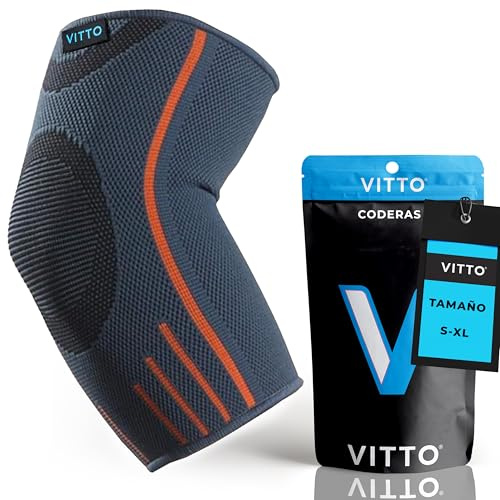 VITTO Coudiere Tendinite - Manchon Compression Epicondylite Coude, Gris, S | Attelle coude pour tendinite coude, coudiere epicondylite, tennis elbow, musculation et protection du coude au quotidien.