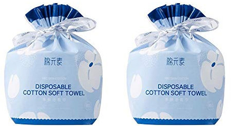 Einweg-Gesichtstuch 100% Baumwolle Extra Dicke Beauty-Handtücher aus Trockenem und Nassem Vliesstoff, Weiches Wischtuch aus Baumwolle für das Gesicht, Reinigung Baumwolltuch 2 Rollen