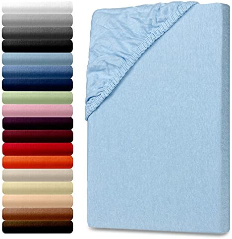 Julido Spannbettlaken Kinderbett 70x140 cm, Jersey Baumwolle, Eisblau, Oeko-Tex Standard 100, hautfreundlich, Bettlaken mit Gummizug, Elastisch und Atmungsaktiv