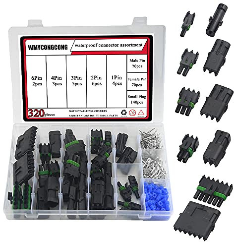 WMYCONGCONG 320 pièce Kit de connecteur de câble électrique étanche Kit de bornes automobiles 1/2/3/4/6 broches pour voitures et motos