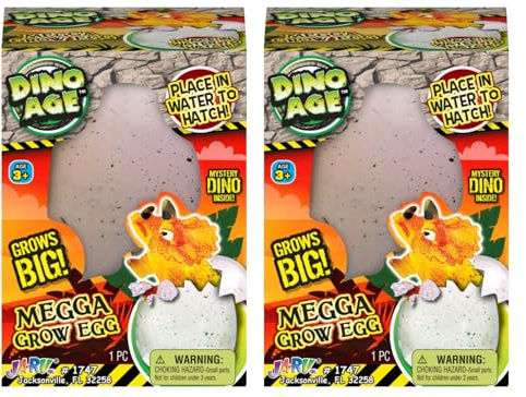 JA-RU Dino Age Giant Hatching Dinosaur Eggs – Jumbo Water Growing Toys for Kids (2 Eggs Assorted) Educational Science Toys, Dinosaur Party Favors & Goodie Bag Stuffers. 1747-2