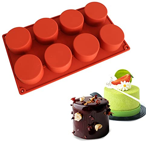 Silicone 11/8/6 Cavity Cylinder Shape Cake Mold For Baking Dessert Ice-Creams Mousse Mould Fondant Decorating Tools (8 Cavity)