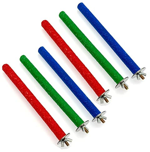 JZK 6 Stück 1.5 cm x 20 cm lange Vogelstangenstangen für Wellensittiche, Kanarienvögel, Bunter kleiner Papageien-Barsch-Stock für Vogelkäfig, Papageienständer aus Holz