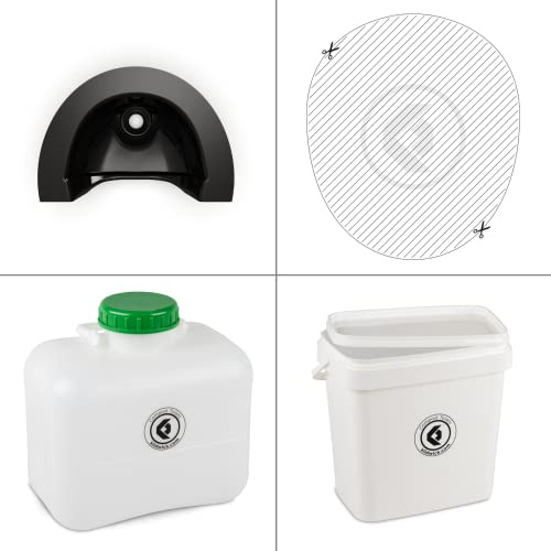 Kit de Toilettes sèches séparatives Kildwick FreeLoo – kit DIY sans Caisson pour Camping-Car, Van, Bateau ou abri de Jardin (Compact Noir, Récipient M)