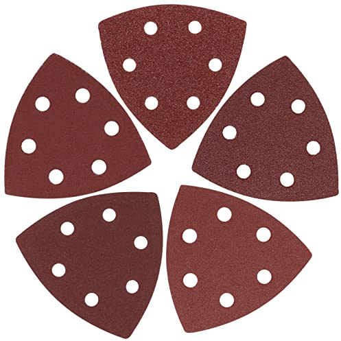 SWZHAI 120 Pcs Triangle Sanding Pads, 60/80/120/180/240 Grits Detail Sander Sandpaper Hook and Loop Sanding Sheet,3.54(90mm) Triangular Sandpaper for 3.5 Oscillating Multi Tool