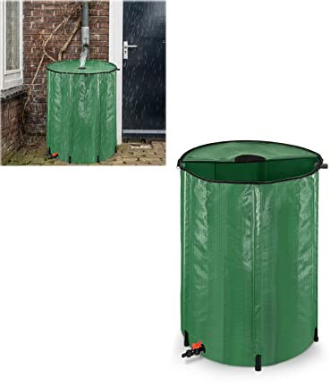 VA-Cerulean Regentonne 200L Regenwassertank Faltbare Wassertank für Regenfass Regenwassertonne Regenfass Regenwassersammler mit Regulierventil Zisterne Grün Regentank