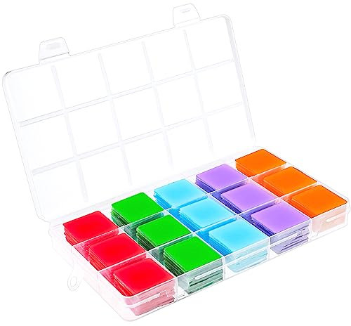 cobee 120 Stück Diamond Art Painting kleber,5 Farben Stickerei Kreuzstich Bohrschlamm mit Aufbewahrungs box für Diamant Malerei Zubehör Leim Ton Wachs Werkzeug Set für Stickerei Zubehör 2,5 x 2,5 cm