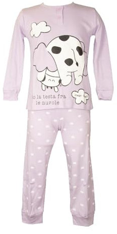 CRAZY FARM Pigiama Bimba Bambina Baby Interlock Invernale Manica Lunga Collo Serafino Articolo 32565, 2834 Violet, 5 Anni