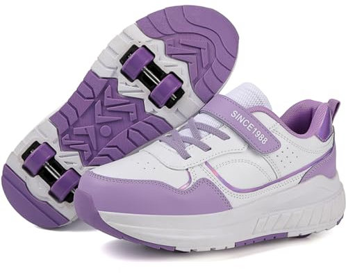 WOWEI Schuhe mit Rollen für Jungen Mädchen Skateboardschuhe Sportschuhe Rollschuhe Kinder Erwachsene 2-in-1-Multifunktionsrollschuhe Sneakers Mit Rollen Outdoorschuhe (BZX-T6, 34EU)