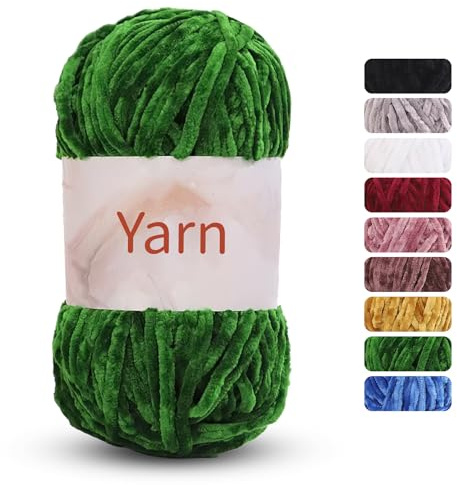 OPUHOHR Stickgarn Chenille-garn 6 mm mjukt tjockt plyschgarn fluffigt sammetsgarn för virkning stickning gör-det-själv hantverk tillverkning filtar, kläder, strumpor (80 m)