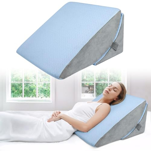 Babenest Cuscino a cuneo regolabile con memory foam, cuscino ergonomico per letto e divano, cuscino cervicale e testata, cuscino da lettura per dormire, giocare, guardare la TV (blu)