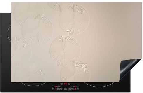 KitchenYeah© Protector Vitroceramica 83x51 cm Tapa para induccion Placa Encimera Cubre de Protectora Cocina Japandi - Beige - Moderno