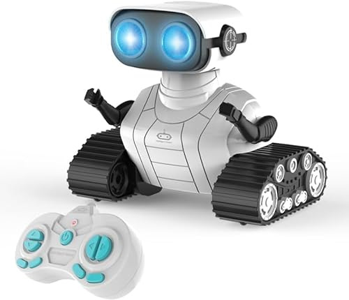 Tucarwyi Interactive Smart Robot Toys Rechargeable Remote Control Robot Toy LED Eyes & Music, Dance, Laugh, Spin Around, for Children Age 2-6 Year Boys Girls Gift Present for Xmas Birthday