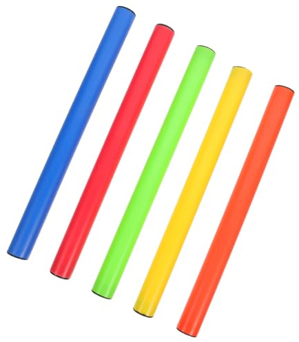Ciieeo Bâtons pour Courses de Relais en Plastique Souple, Lot de 5 Pièces pour Entraînement et Compétition Scolaire, Usage Extérieur pour Garçon et Filles et Adultes
