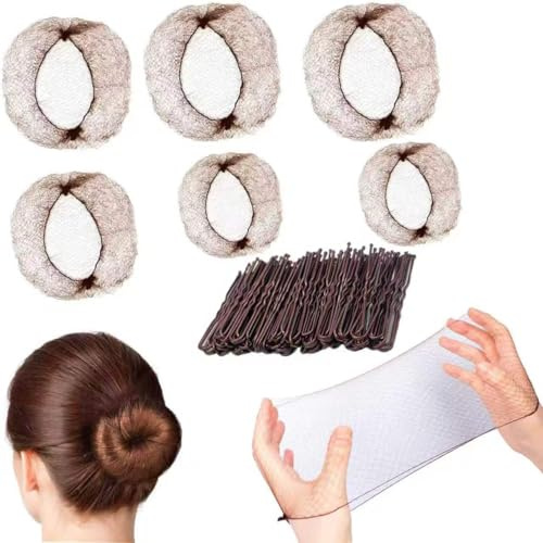 Retine per chignon, 20 retine per capelli invisibili, per chignon, per chignon, colore marrone, kit per balletto, chignon, 50 forcine per chignon, piccole forcine per chignon