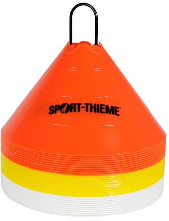 Sport-Thieme Markierungshauben-Set | ø 30 cm | Vielseitige Trainingshilfe | 30 Hauben in 3 Farben | Stapel- und Transporthalter