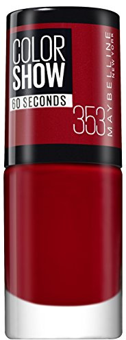 Maybelline New York Make-Up Nailpolish Color Show Nagellack Red/Ultra glänzender Farblack in knalligem Rot, 1 x 7 ml