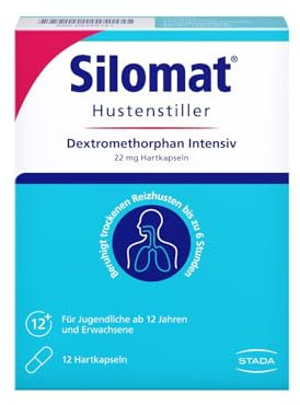 SILOMAT Hustenstiller Dextromethorphan Intensiv Hartkapseln, gegen Reizhusten, für Erwachsene und Kinder ab 12 Jahren, 12 Stück