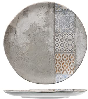 H&H Set 12 Piatti Piani Malaga In Stoneware Decorato Cm 26