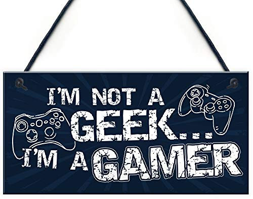 Red Ocean Gamer Novelty Gifts Hanging Plaque Gamer Door Sign Bedroom Accessories Gift For Dad Brother