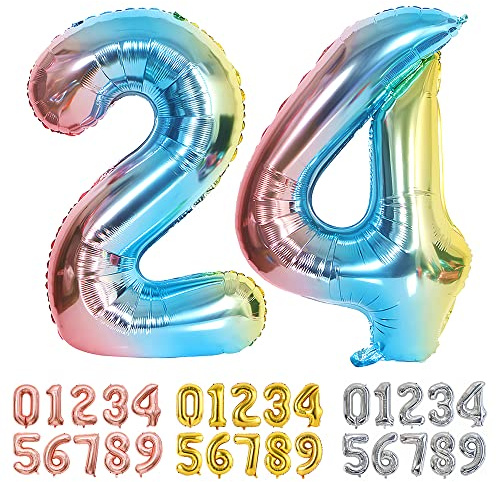 Ponmoo Foil Balloon Number 24/42 Gradient Blue, Giant Numbers 0 1 2 3 4 5 6 7 8 9 10-19 20-29 30-39 40-49 50-60-70-80-90-100, Large Balloons for Wedding Anniversary Birthday Party Decoration
