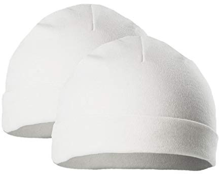 Mansuri Pack de 2 bonnets pour bébé en tricot pour bébé prématuré, bonnets pour tout-petits garçons et filles, choix de couleur, 100% coton, doux, PRH3, blanc, taille unique