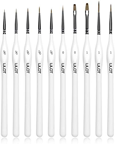 WLOT Fine Detail Brushes with Triangular Handles,10 Miniature Brush for Fine Detailing & Art Painting,Acrylic&Nail. Models,Watercolour, Miniatures,Oil, Wargaming Figures.