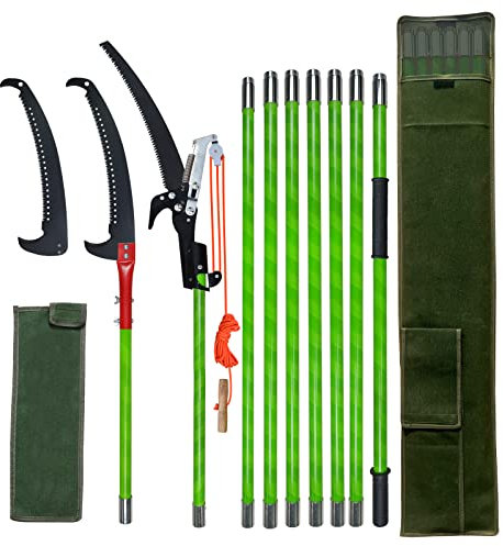 SUNORCHID Pole Pruning Saw 26 Foot Long Handle Adjustable Length,Tree Pruner Tree Loppers Long Reach for Palm Oak High Branches, with Carry Bag and Sturdy Pole,Cuts Clean and Fast (Contains scissor-A)