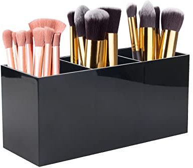 Kitchnexus Kosmetik Organizer, Make up Organizer mit 3 Fächer Kosmetik Pinselhalter Aufbewahrungbox für Pinsel Eyeliner Lippenstift Bürste Puder