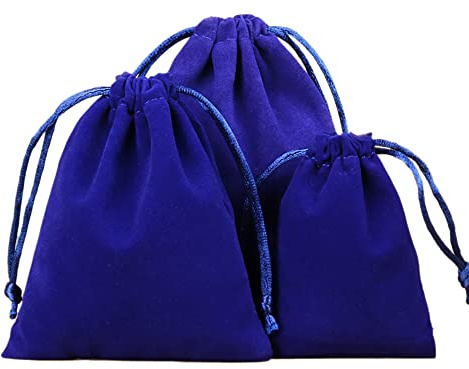 12 bolsas de terciopelo para joyas, pequeñas bolsas de tela con cordón, bolsa de terciopelo para rellenar, para joyas, bodas, Navidad, cumpleaños, fiestas, regalo, 13 x 18 cm, azul real