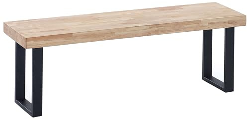 Miroytengo Banco Asiento Salón Comedor Indú Color Roble Nordish y Negro 120x47x34 cm