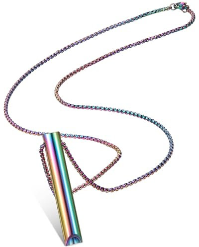 Fiada Stressabbau Halskette Edelstahl Halskette für Achtsames Atem Tragbare Meditation Atem Kette Tiefatmung Atemübung Halskette für Damen Herren Meditation Angstlinderung Entspannung (Mehrfarbigz)