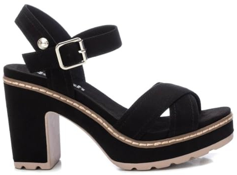 REFRESH - Sandalo con fibbia da donna, colore: marrone, taglia: 37, Nero, 40 EU