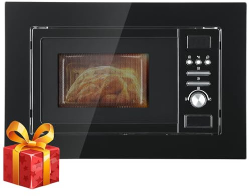 SMETA Integrated Microwave with Grill 800W Built in Microwave 20L with 8 Auto Menus, Child Lock, Weight/Time Defrost function, Easy Open Door, Quick Start - Black