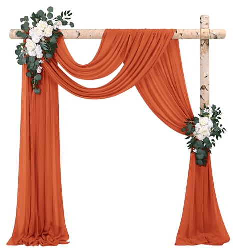 2 paneler bröllopsbåge draperityg, 71 cm x 20 m terrakotta bröllop båge draperi chiffong tyg ren bakgrund gardin bröllop båge dekorationer för ceremoni båge scen fest bakgrund takdekor
