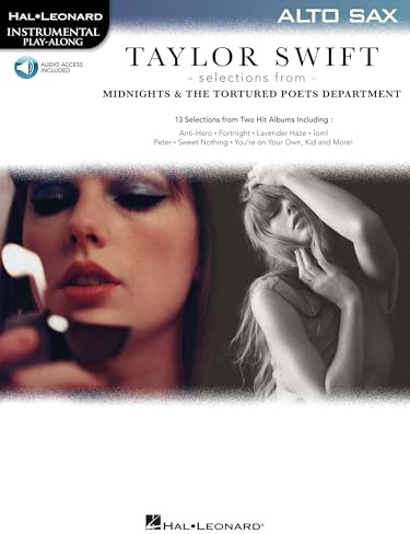 Taylor Swift - Selections from Midnights & The Tortured Poets Department. Sassofono Contralto. Include Audio-online: The Tortured Poets Department Alto Sax Play-Along Bk with Online Audio