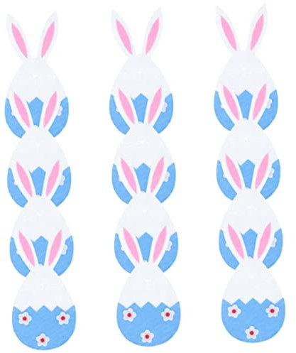 HOLIDYOYO 12pcs Easter Tableware Covers Bunny Fork Bags for Festive Dinner Decor