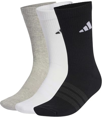adidas Unisex adulto CUSHIONED SPORTSWEAR CREW SOCKS 3 PAIR PACK, medium grey heather/white/black, 40-42